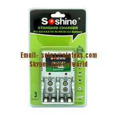 China Soshine AAA/AA/9V NI-MH Compact Battery Charger for AAA,AA 1-2pcs 9V Ni-Cd/Ni-MH batteries supplier