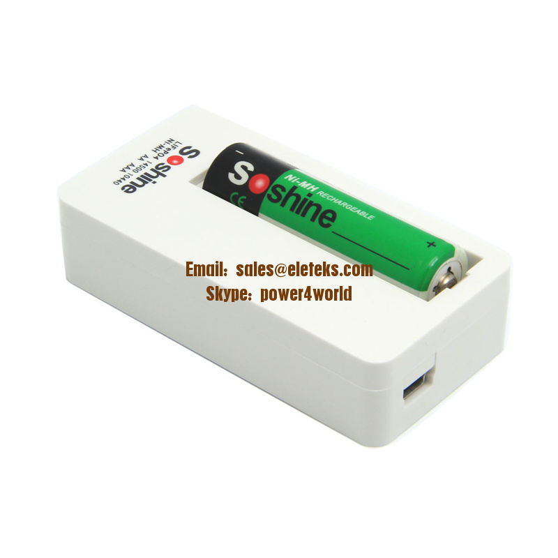 Soshine LED single usb charger for Li-FePO4 14500 10440 3.2V / Ni-MH AA AAA 1.2V Intelligent Charger
