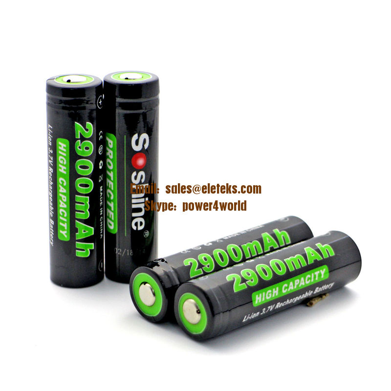 rechargeable battery: Soshine 3.7V Li-ion 18650 2900mAh Protected Battery