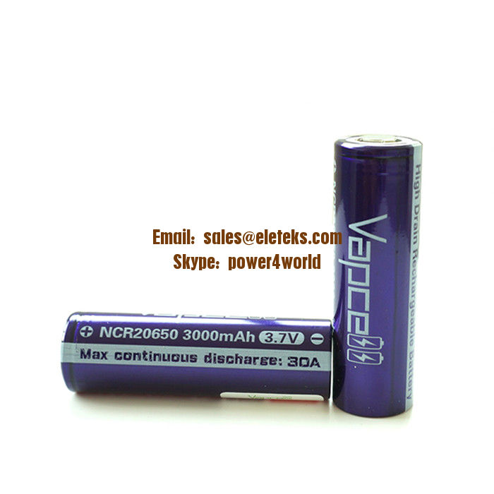 Vapcell 20650 cells NCR20650 rechargeable battery 3.7V rechargeable lithium 20650 battery 3000mAh 30A high drain